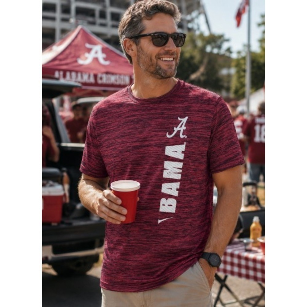Nike Alabama Crimson Tide Bama Dri-FIT Heathered Red Performance T-Shirt Mens L